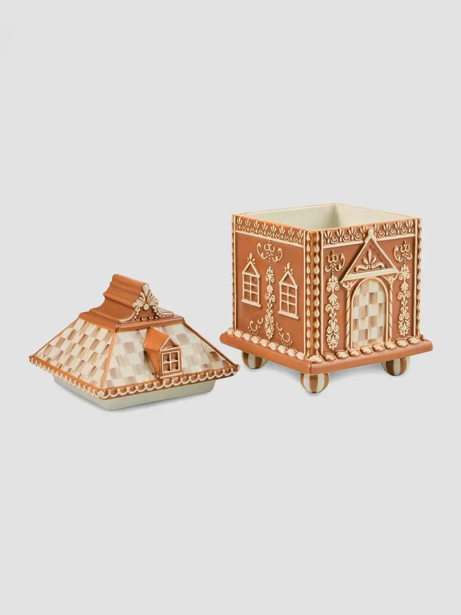 MacKenzie-Childs Mocha Check Ceramic Gingerbread House Cookie Jar | Thumbnail 3 MacKenzie-Childs Mocha Check Ceramic Gingerbread House Cookie Jar | Thumbnail 3