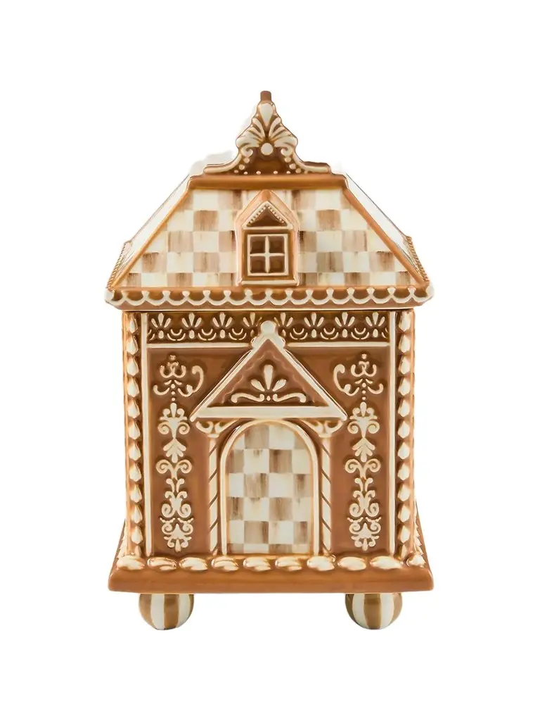 Mocha Check Ceramic Gingerbread House Cookie Jar Mocha Check Ceramic Gingerbread House Cookie Jar