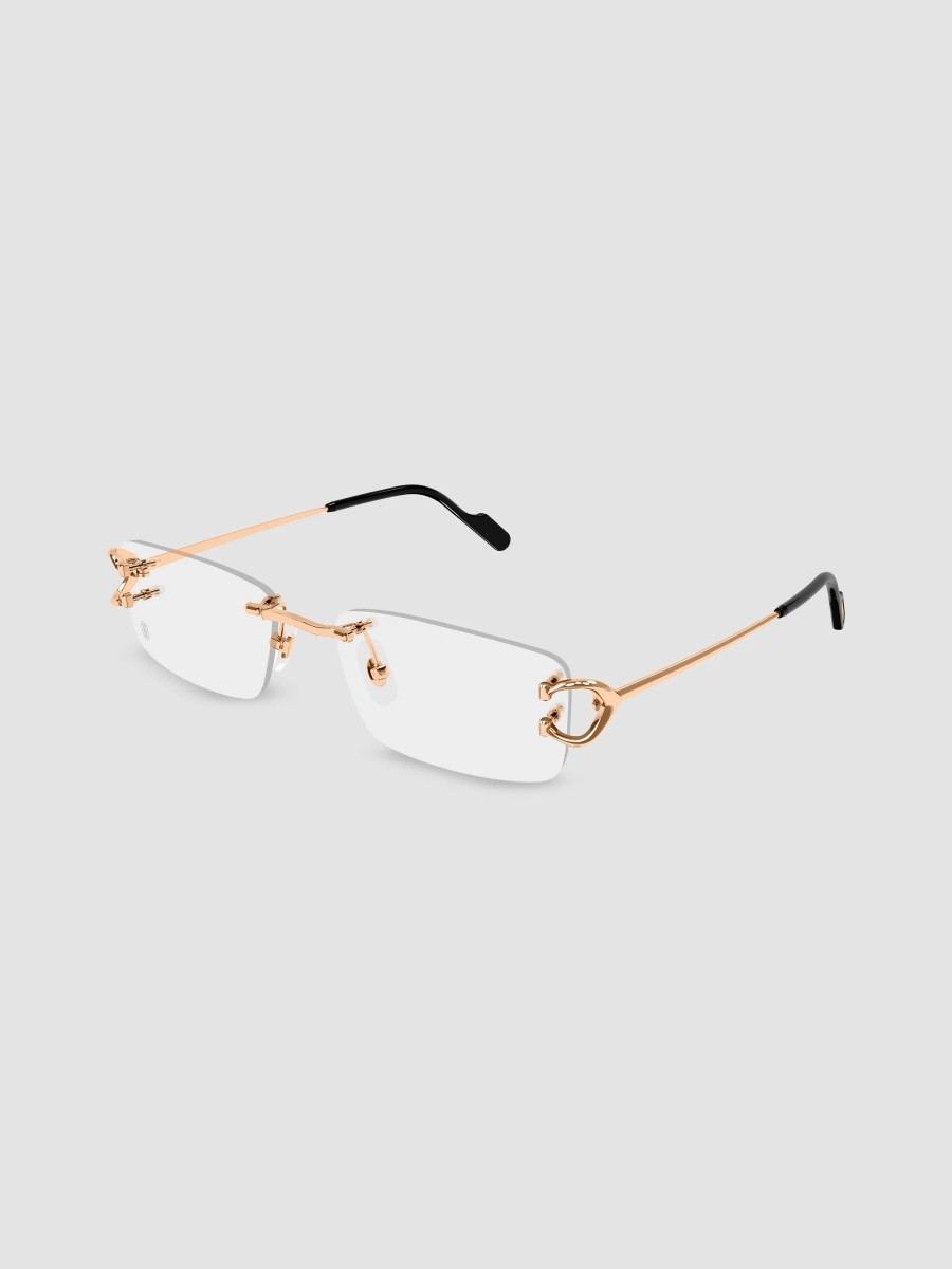 Cartier Women's Motifs De 56MM Décor C Classique Rose Gold-Plated Rimless Optical Glasses