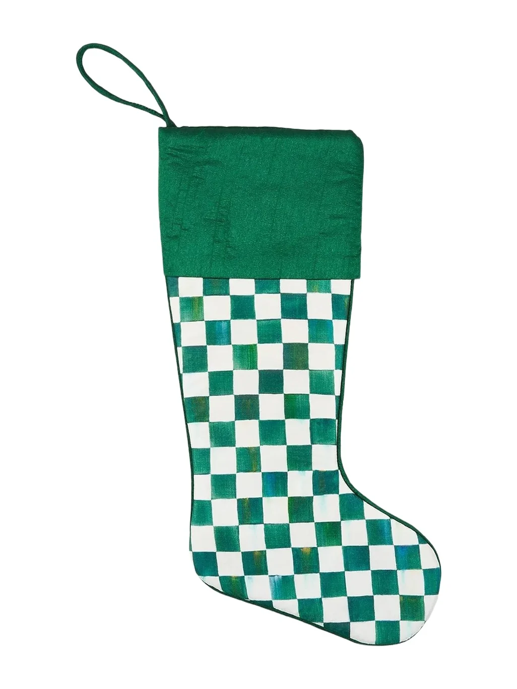 MacKenzie-Childs Merry Christmas Emerald Check Stocking