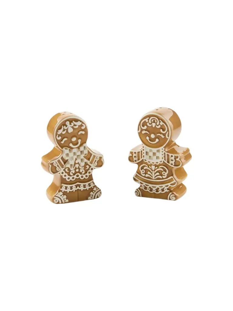 Mocha Check Gingerbread Salt & Pepper Shakers Mocha Check Gingerbread Salt & Pepper Shakers