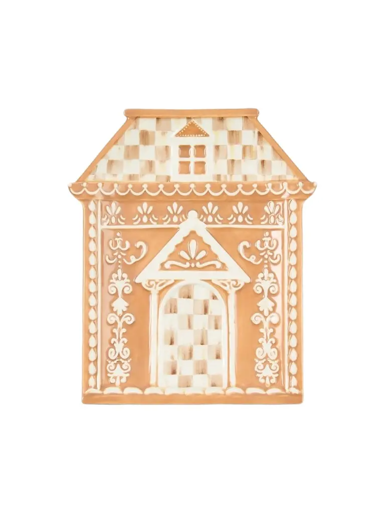 Mocha Check Gingerbread House Tray Mocha Check Gingerbread House Tray