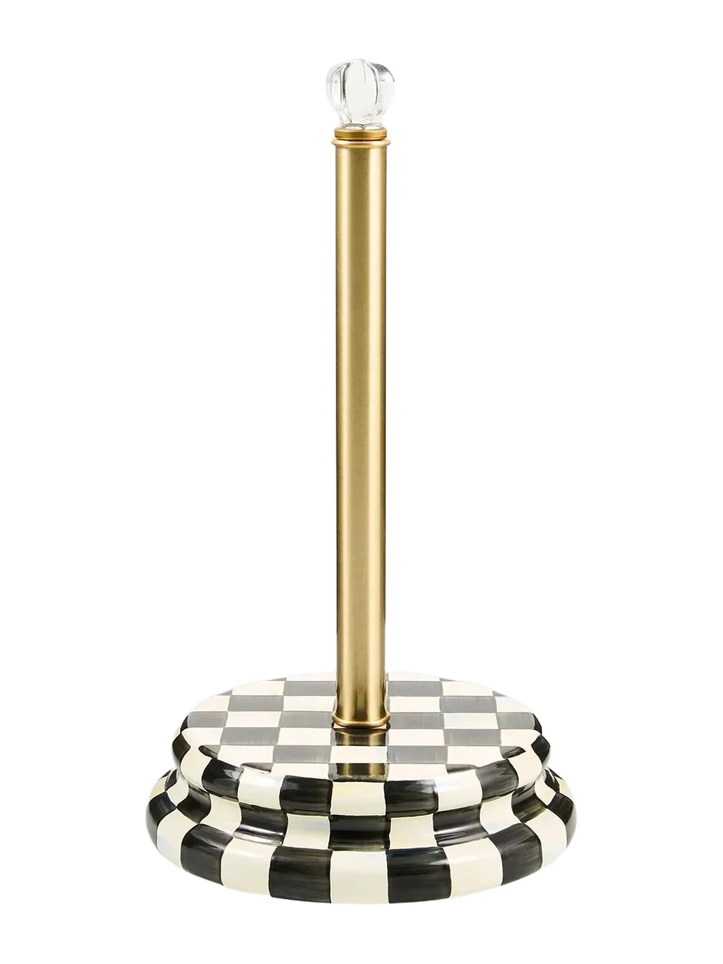 MacKenzie-Childs Courtly Check Stainless Steel & Glass Paper Towel Holder