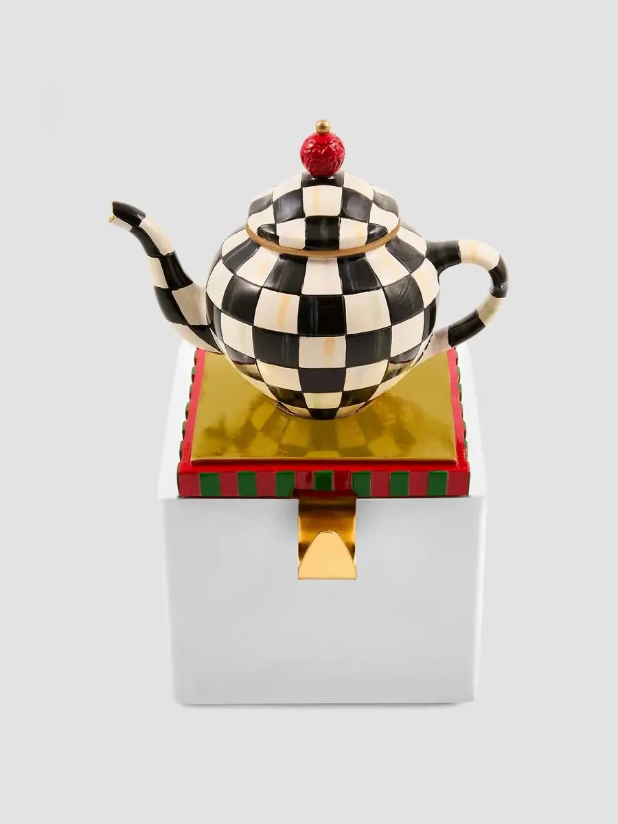 MacKenzie-Childs Courtly Check Teapot Stocking Holder | Thumbnail 3 MacKenzie-Childs Courtly Check Teapot Stocking Holder | Thumbnail 3