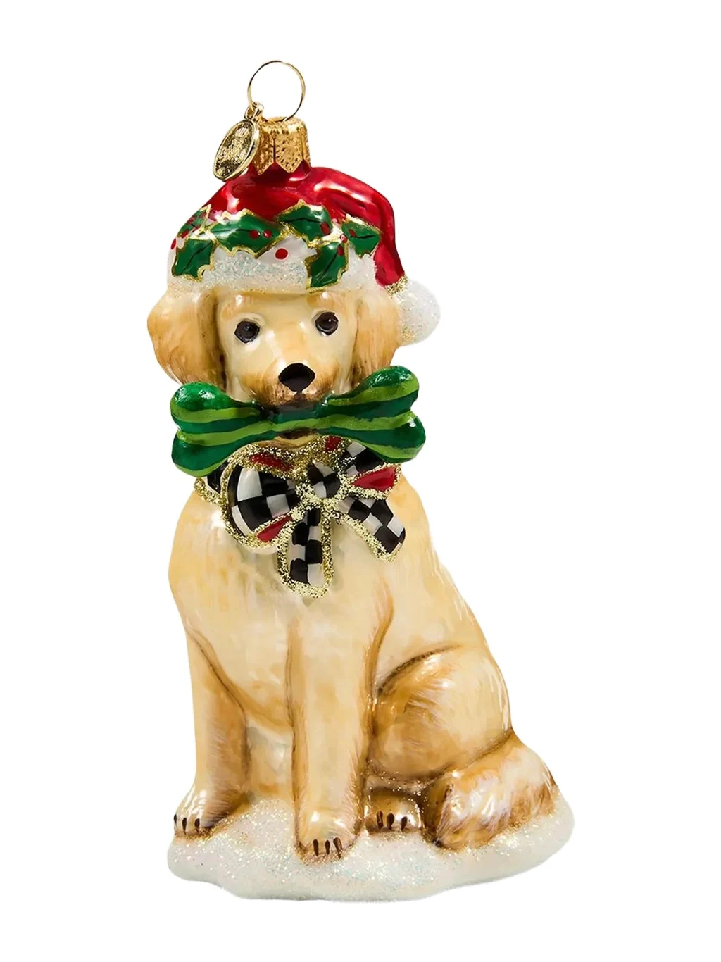 MacKenzie-Childs Golden Retriever Glass Ornament