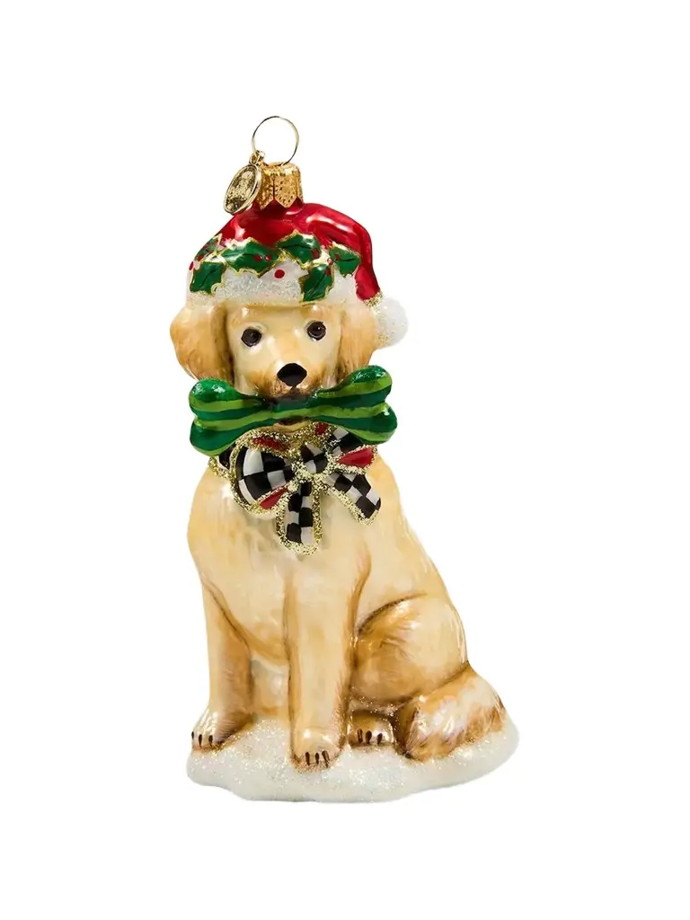 MacKenzie-Childs Golden Retriever Glass Ornament