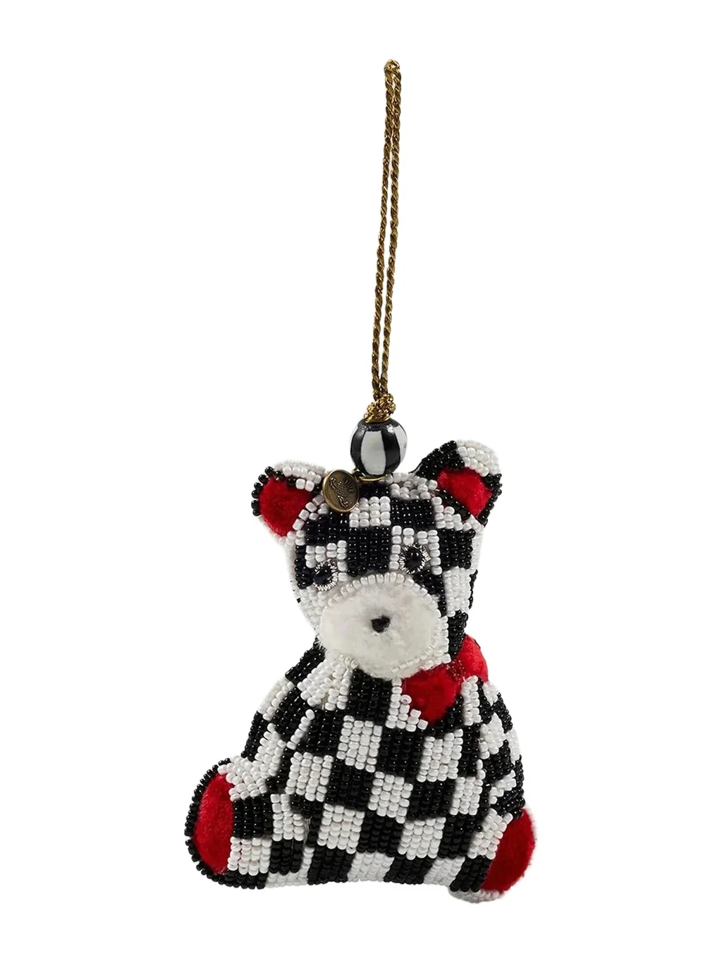 MacKenzie-Childs Merry Christmas Courtly Check Bear Beaded Ornament