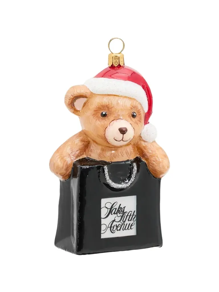 Saks Fifth Avenue Teddy Bear In SFA Shopping Bag Ornament