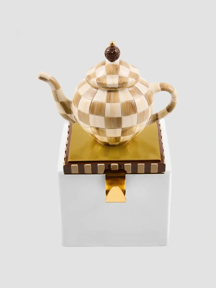 MacKenzie-Childs Merry Christmas Check Teapot Stocking Holder | Thumbnail 3 MacKenzie-Childs Merry Christmas Check Teapot Stocking Holder | Thumbnail 3
