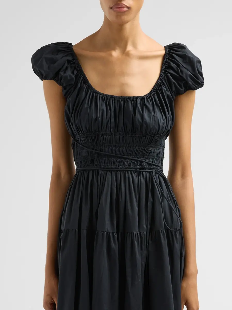 DÔEN Women's Quinelle Cotton Gathered Midi Dress | Thumbnail 5