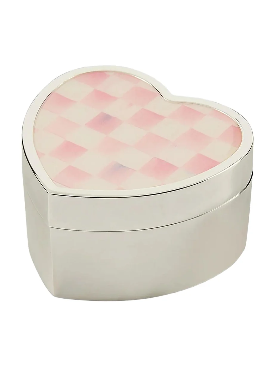 Rosy Check Heart Trinket Box