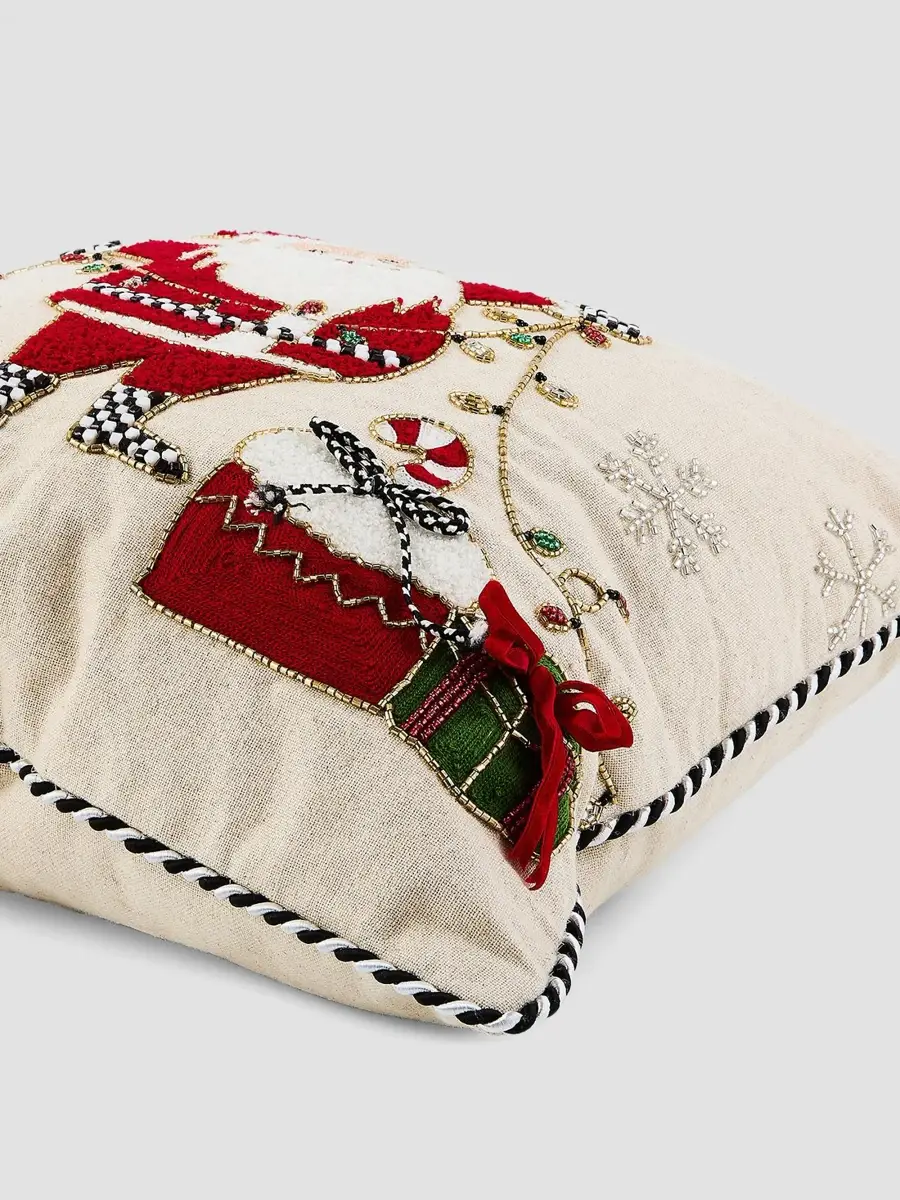 MacKenzie-Childs Santa With Tree Lights Throw Pillow | Thumbnail 2