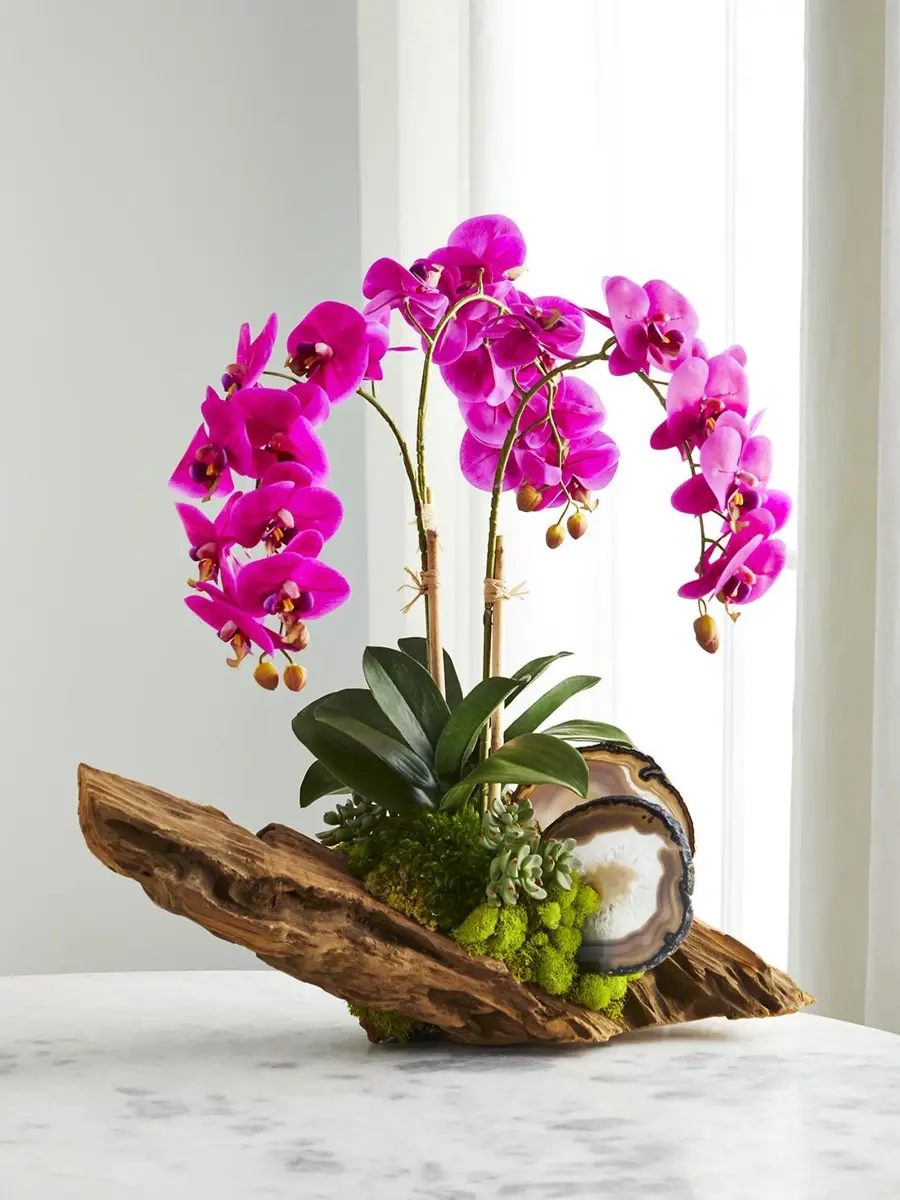 TC Floral Artificial Fuchsia Orchid Floral Arrangement