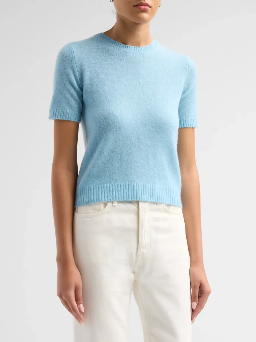 Saks Fifth Avenue Women's Basic Cashmere Shrunken Short-Sleeve Crewneck Sweater | Thumbnail 4 Saks Fifth Avenue Women's Basic Cashmere Shrunken Short-Sleeve Crewneck Sweater | Thumbnail 4