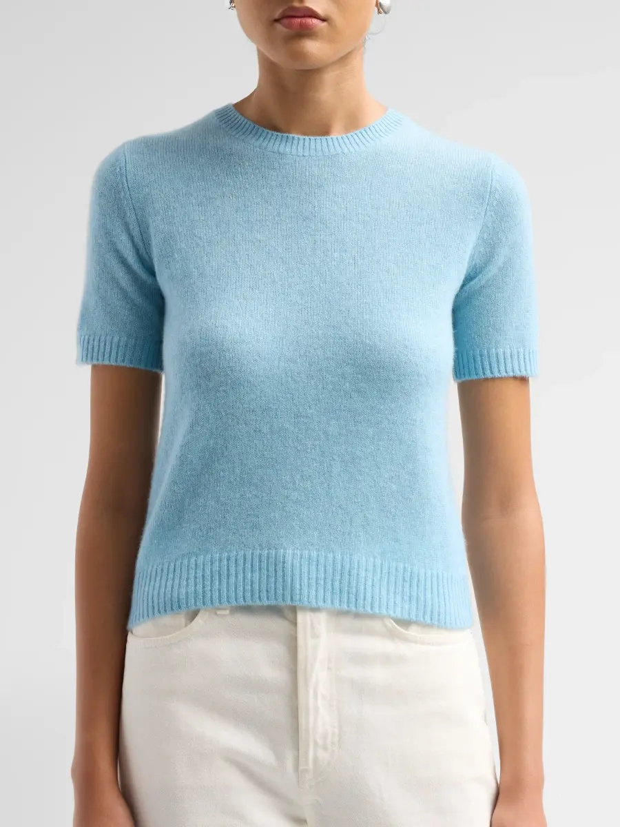 Saks Fifth Avenue Women's Basic Cashmere Shrunken Short-Sleeve Crewneck Sweater | Thumbnail 5 Saks Fifth Avenue Women's Basic Cashmere Shrunken Short-Sleeve Crewneck Sweater | Thumbnail 5