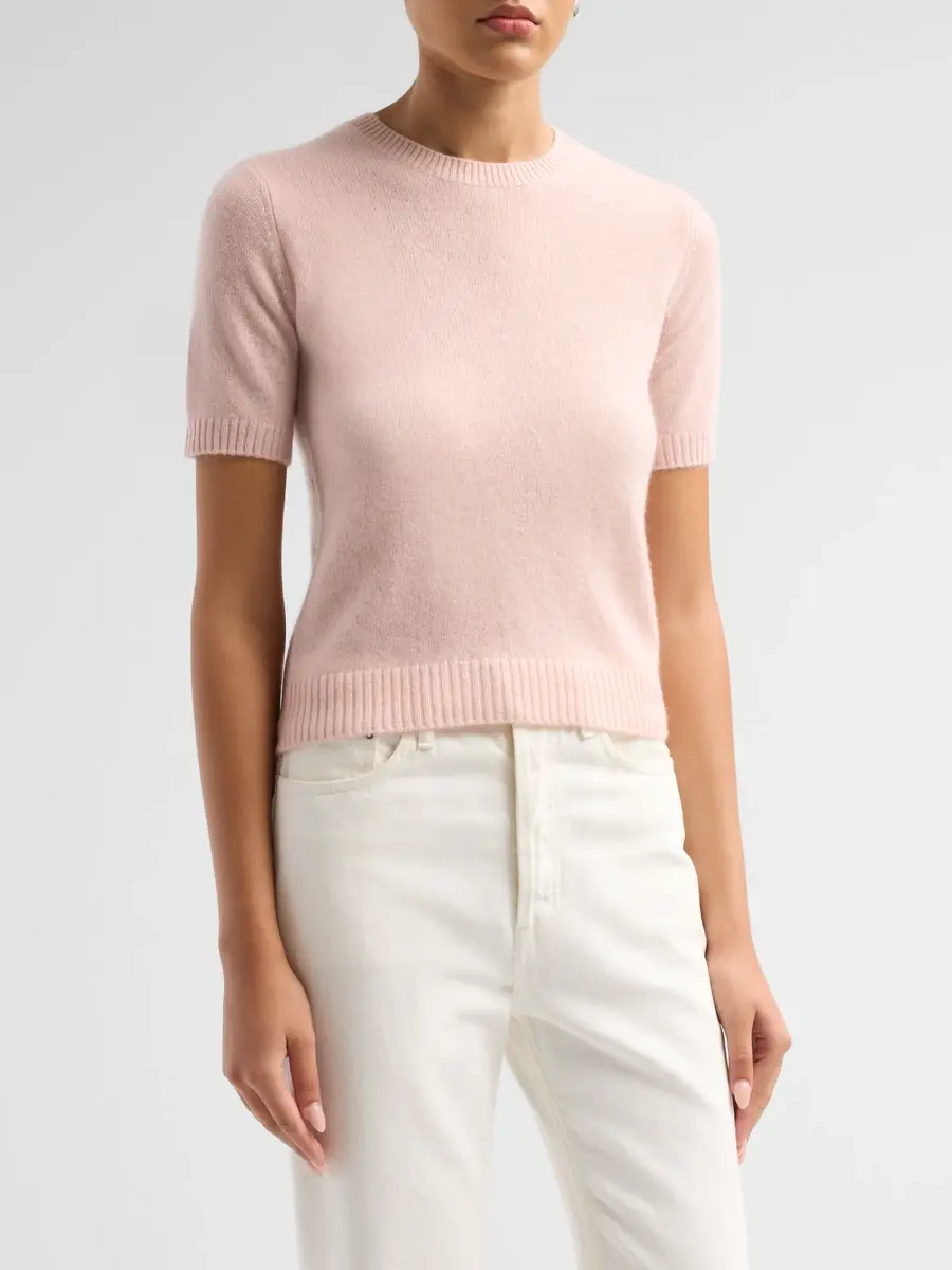 Saks Fifth Avenue Women's Basic Cashmere Shrunken Short-Sleeve Crewneck Sweater | Thumbnail 4 Saks Fifth Avenue Women's Basic Cashmere Shrunken Short-Sleeve Crewneck Sweater | Thumbnail 4