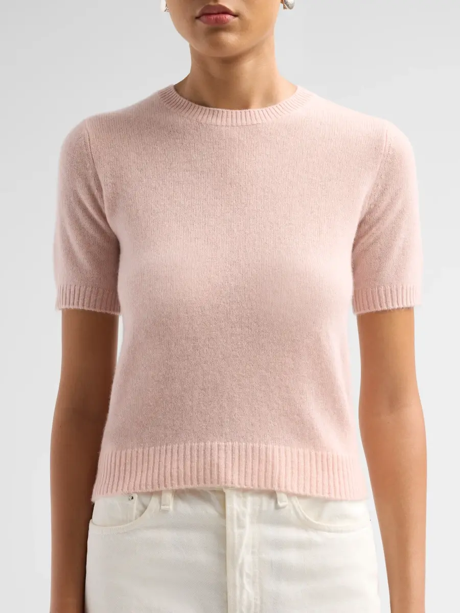 Saks Fifth Avenue Women's Basic Cashmere Shrunken Short-Sleeve Crewneck Sweater | Thumbnail 5 Saks Fifth Avenue Women's Basic Cashmere Shrunken Short-Sleeve Crewneck Sweater | Thumbnail 5
