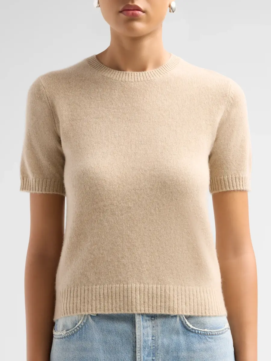 Saks Fifth Avenue Women's Basic Cashmere Shrunken Short-Sleeve Crewneck Sweater | Thumbnail 5 Saks Fifth Avenue Women's Basic Cashmere Shrunken Short-Sleeve Crewneck Sweater | Thumbnail 5