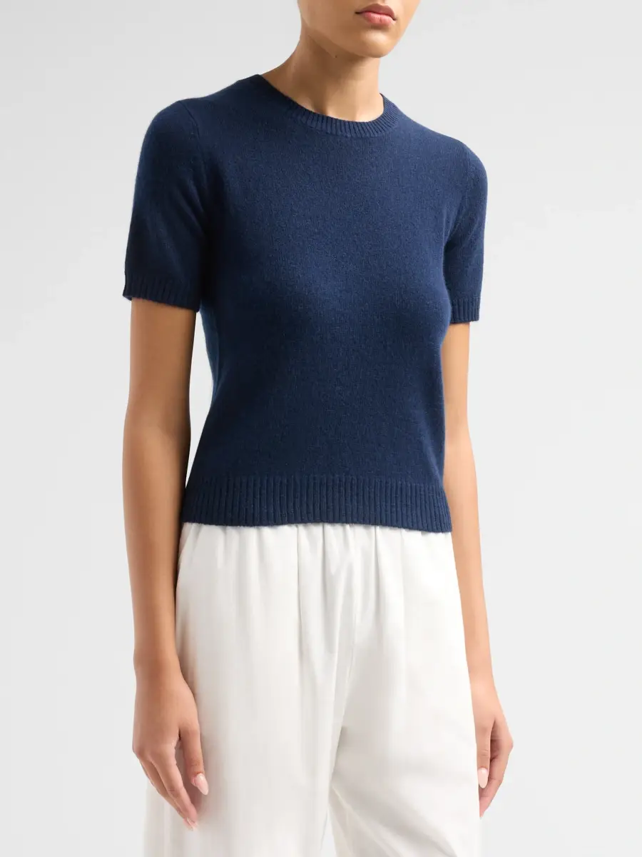 Saks Fifth Avenue Women's Basic Cashmere Shrunken Short-Sleeve Crewneck Sweater | Thumbnail 4 Saks Fifth Avenue Women's Basic Cashmere Shrunken Short-Sleeve Crewneck Sweater | Thumbnail 4