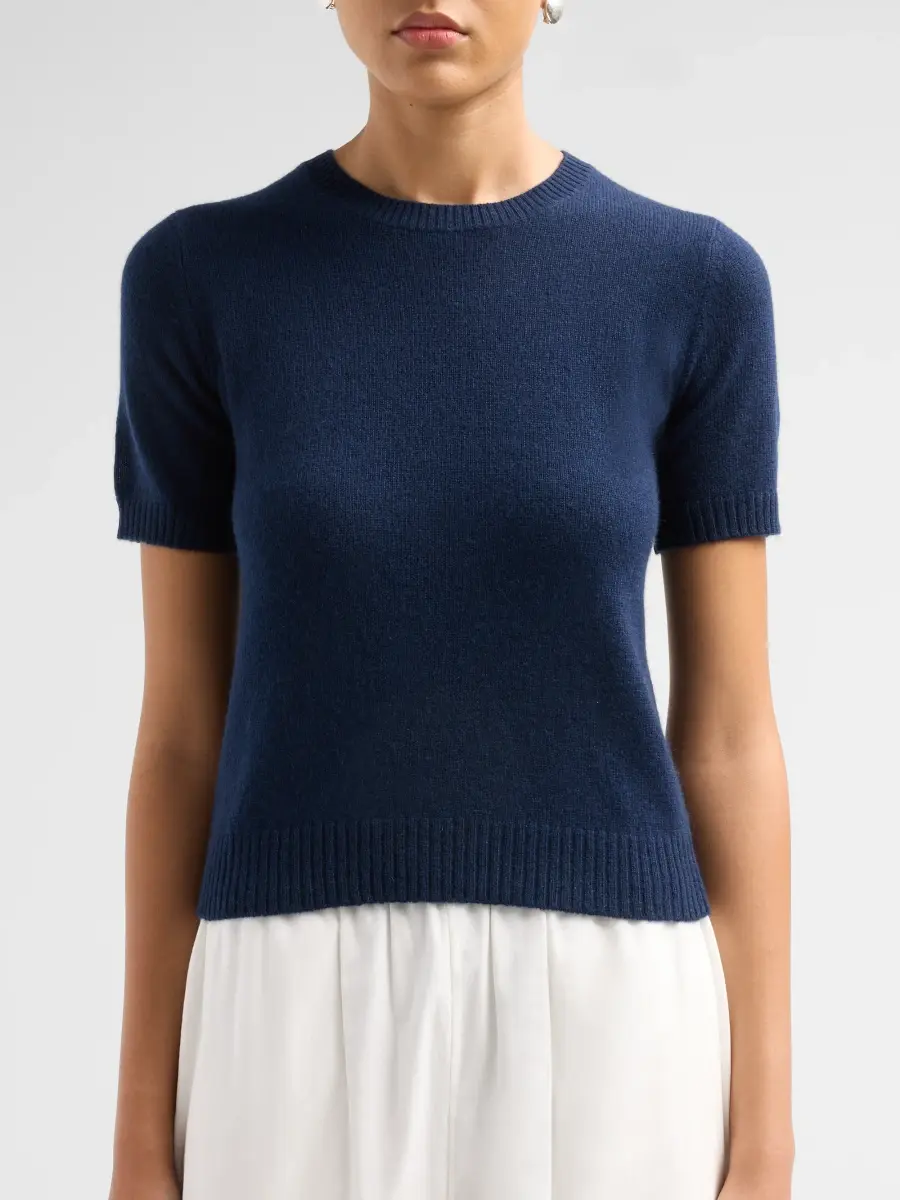 Saks Fifth Avenue Women's Basic Cashmere Shrunken Short-Sleeve Crewneck Sweater | Thumbnail 5 Saks Fifth Avenue Women's Basic Cashmere Shrunken Short-Sleeve Crewneck Sweater | Thumbnail 5