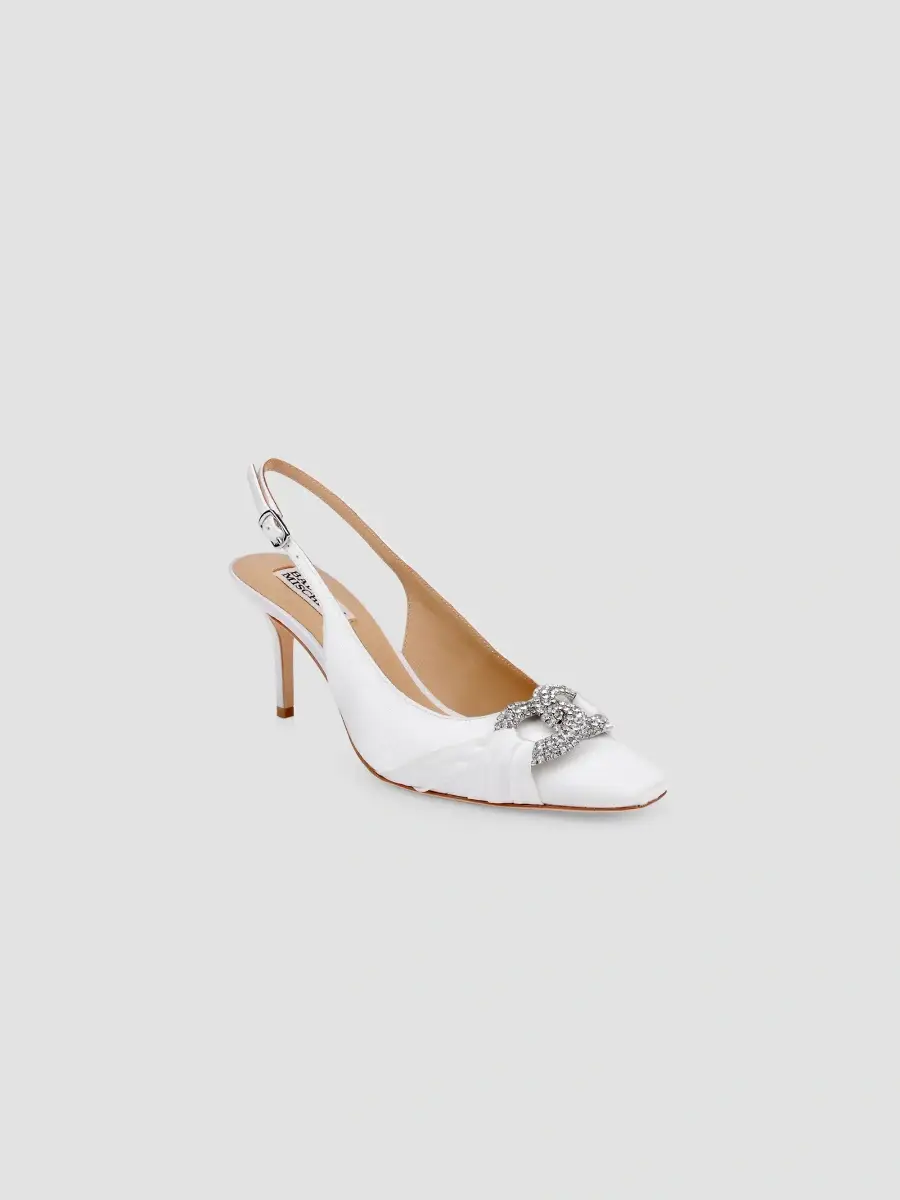 BADGLEY MISCHKA Women's Ripley 75MM Embellished Satin Slingback Pumps | Thumbnail 2 BADGLEY MISCHKA Women's Ripley 75MM Embellished Satin Slingback Pumps | Thumbnail 2