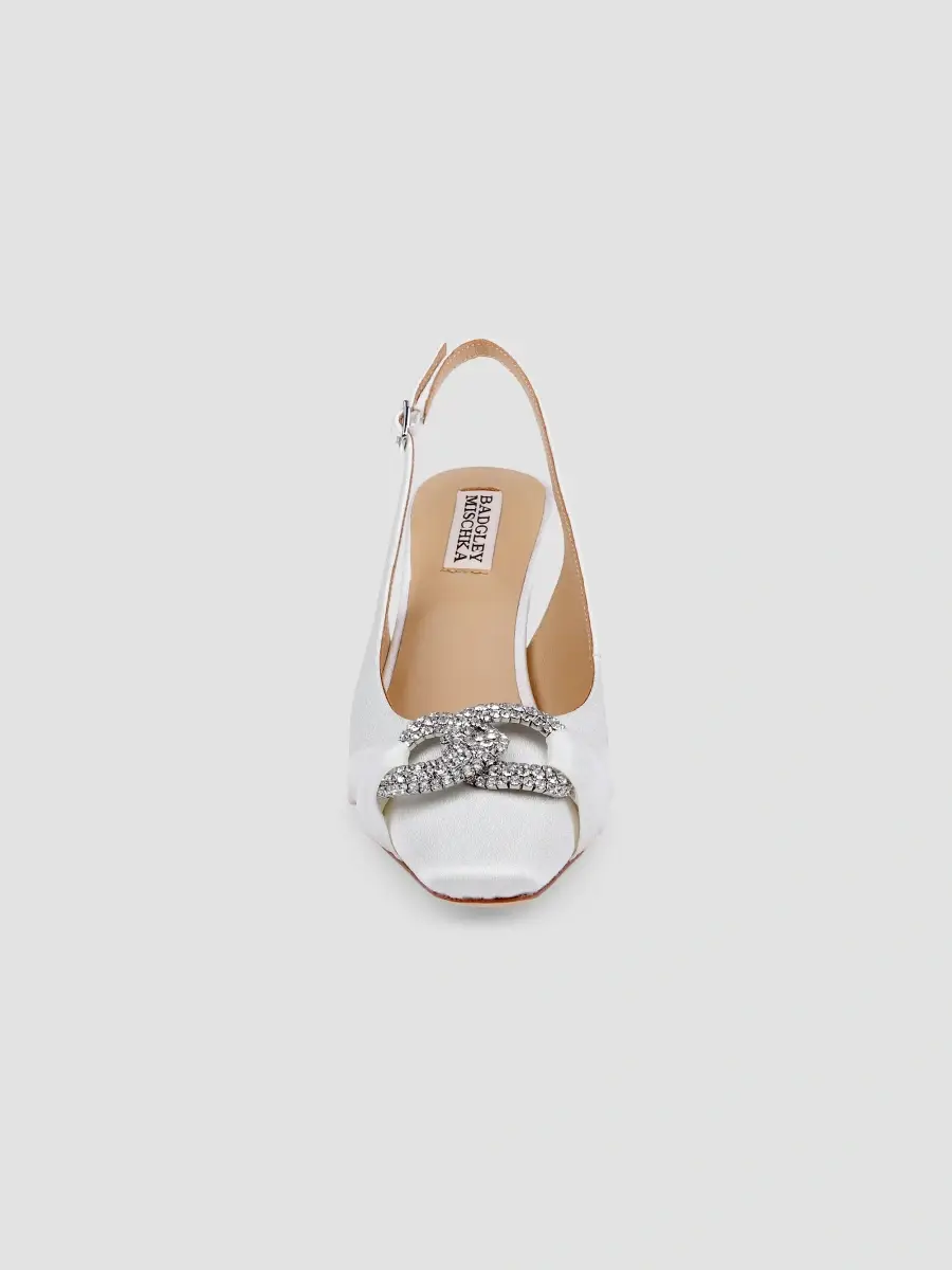 BADGLEY MISCHKA Women's Ripley 75MM Embellished Satin Slingback Pumps | Thumbnail 4 BADGLEY MISCHKA Women's Ripley 75MM Embellished Satin Slingback Pumps | Thumbnail 4