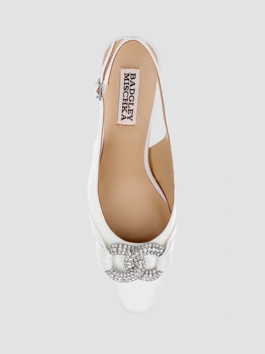 BADGLEY MISCHKA Women's Ripley 75MM Embellished Satin Slingback Pumps | Thumbnail 5 BADGLEY MISCHKA Women's Ripley 75MM Embellished Satin Slingback Pumps | Thumbnail 5