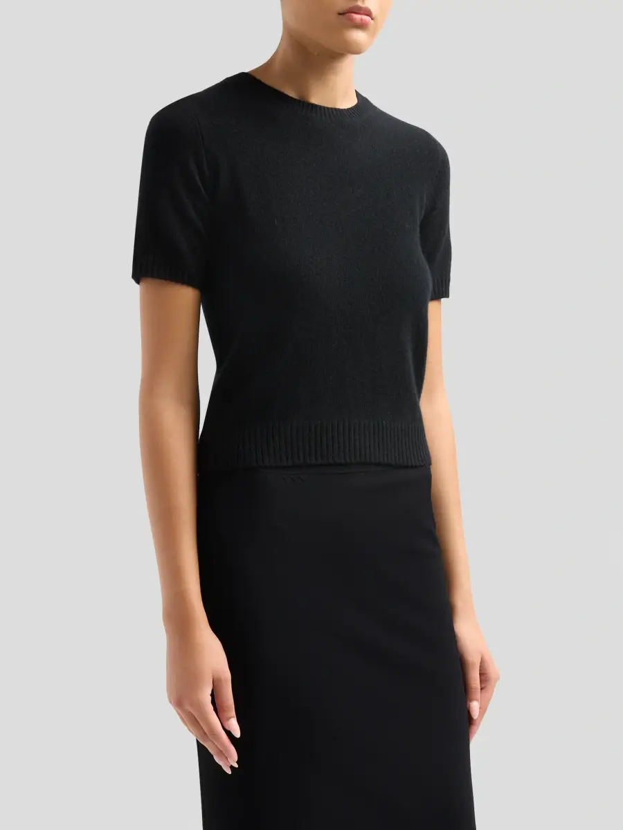 Saks Fifth Avenue Women's Basic Cashmere Shrunken Short-Sleeve Crewneck Sweater | Thumbnail 4 Saks Fifth Avenue Women's Basic Cashmere Shrunken Short-Sleeve Crewneck Sweater | Thumbnail 4
