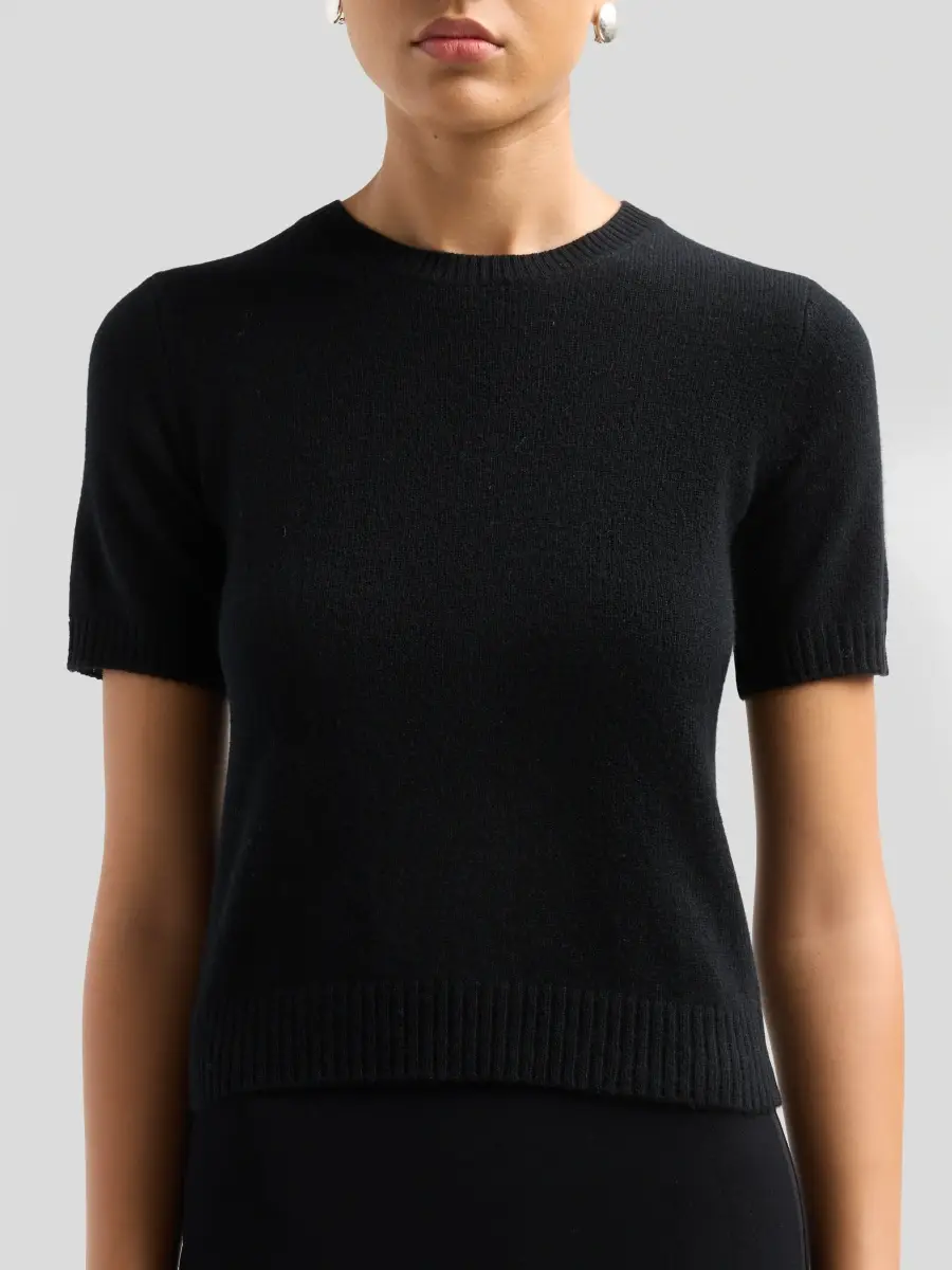 Saks Fifth Avenue Women's Basic Cashmere Shrunken Short-Sleeve Crewneck Sweater | Thumbnail 5 Saks Fifth Avenue Women's Basic Cashmere Shrunken Short-Sleeve Crewneck Sweater | Thumbnail 5