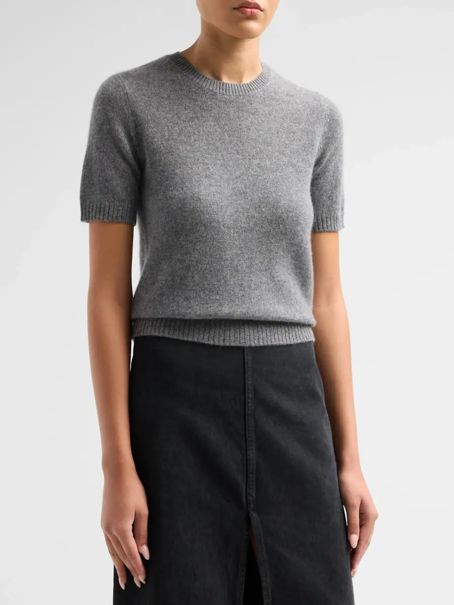 Saks Fifth Avenue Women's Basic Cashmere Shrunken Short-Sleeve Crewneck Sweater | Thumbnail 4 Saks Fifth Avenue Women's Basic Cashmere Shrunken Short-Sleeve Crewneck Sweater | Thumbnail 4