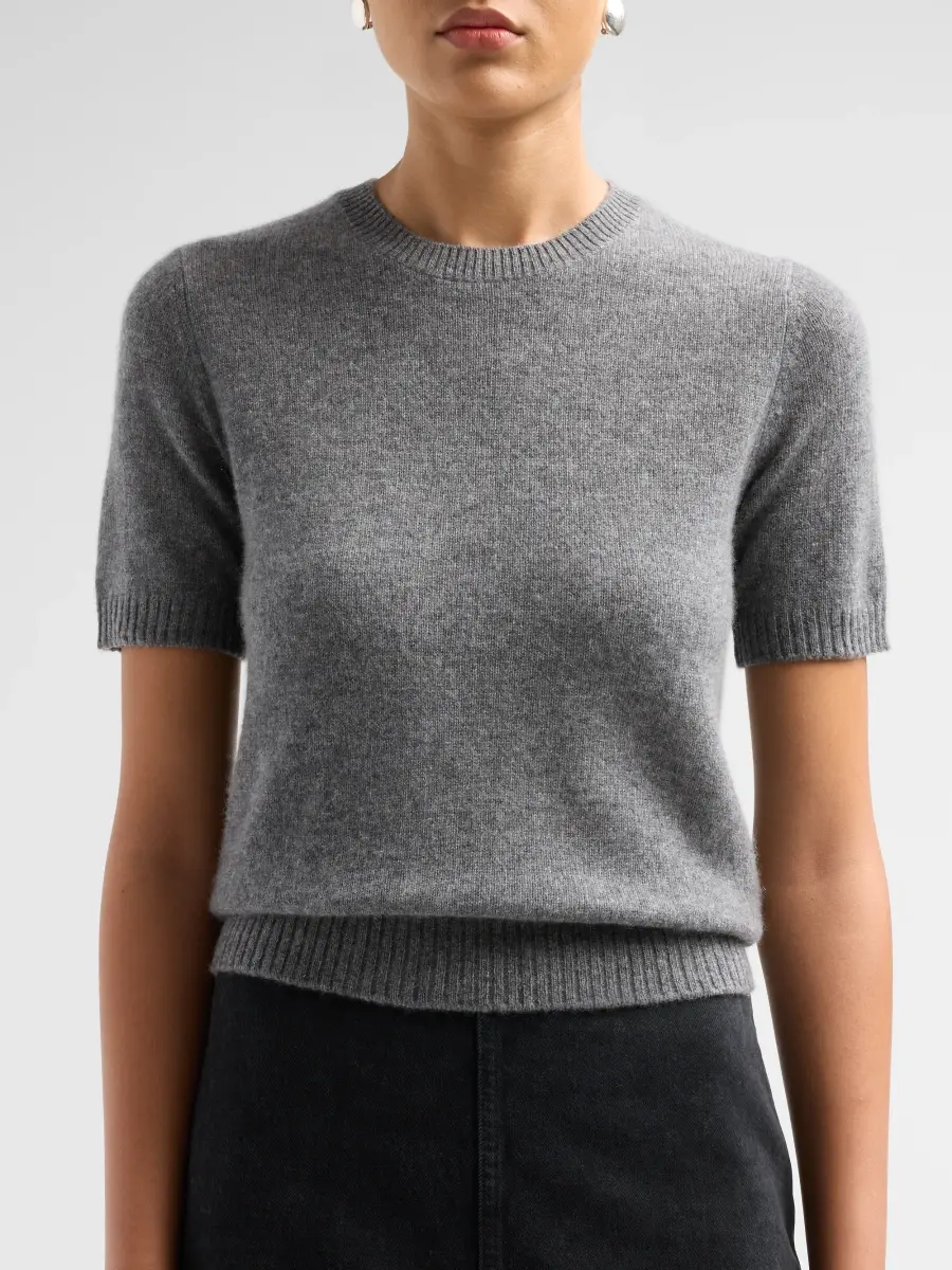 Saks Fifth Avenue Women's Basic Cashmere Shrunken Short-Sleeve Crewneck Sweater | Thumbnail 5 Saks Fifth Avenue Women's Basic Cashmere Shrunken Short-Sleeve Crewneck Sweater | Thumbnail 5