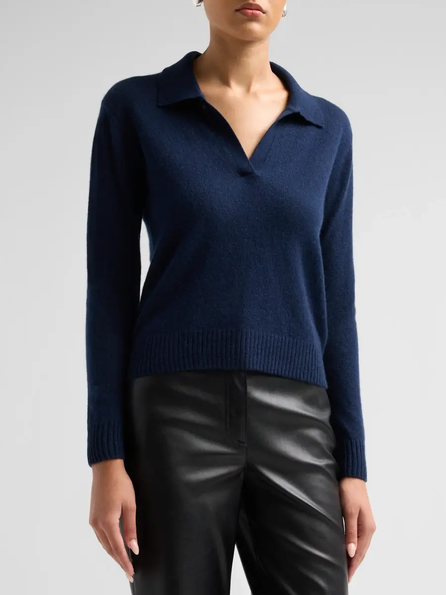 Saks Fifth Avenue Women's Basic Cashmere Polo Sweater | Thumbnail 4 Saks Fifth Avenue Women's Basic Cashmere Polo Sweater | Thumbnail 4