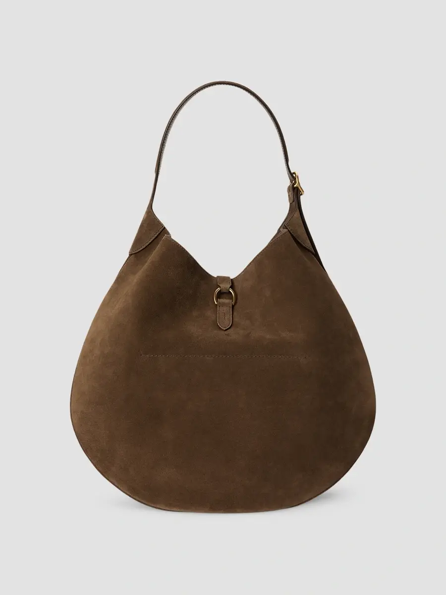 Polo Ralph Lauren Women's Polo ID Medium Suede Shoulder Bag | Thumbnail 2 Polo Ralph Lauren Women's Polo ID Medium Suede Shoulder Bag | Thumbnail 2