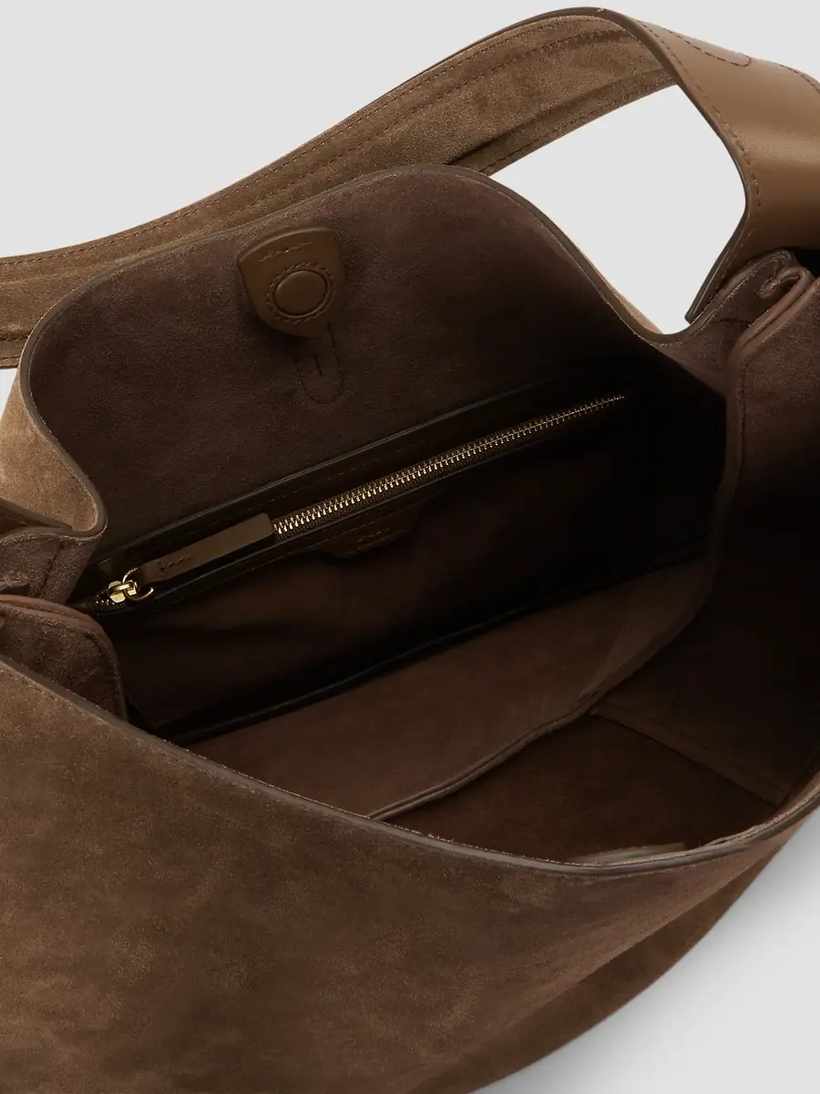 Polo Ralph Lauren Women's Polo ID Medium Suede Shoulder Bag | Thumbnail 4 Polo Ralph Lauren Women's Polo ID Medium Suede Shoulder Bag | Thumbnail 4