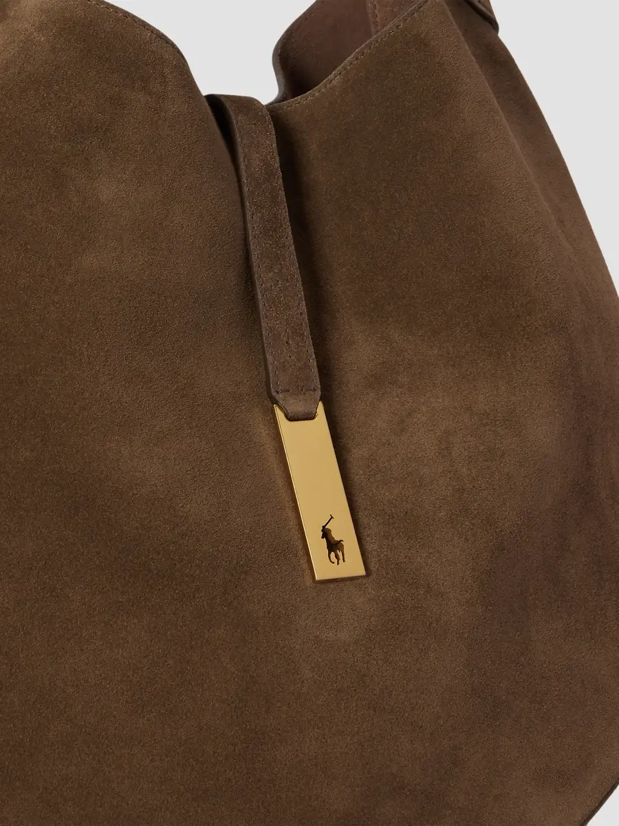 Polo Ralph Lauren Women's Polo ID Medium Suede Shoulder Bag | Thumbnail 5 Polo Ralph Lauren Women's Polo ID Medium Suede Shoulder Bag | Thumbnail 5