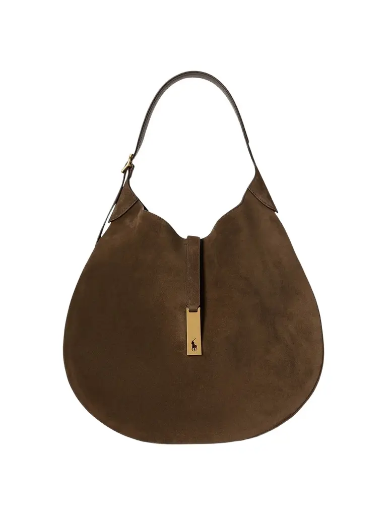 Women's Polo ID Medium Suede Shoulder Bag Women's Polo ID Medium Suede Shoulder Bag
