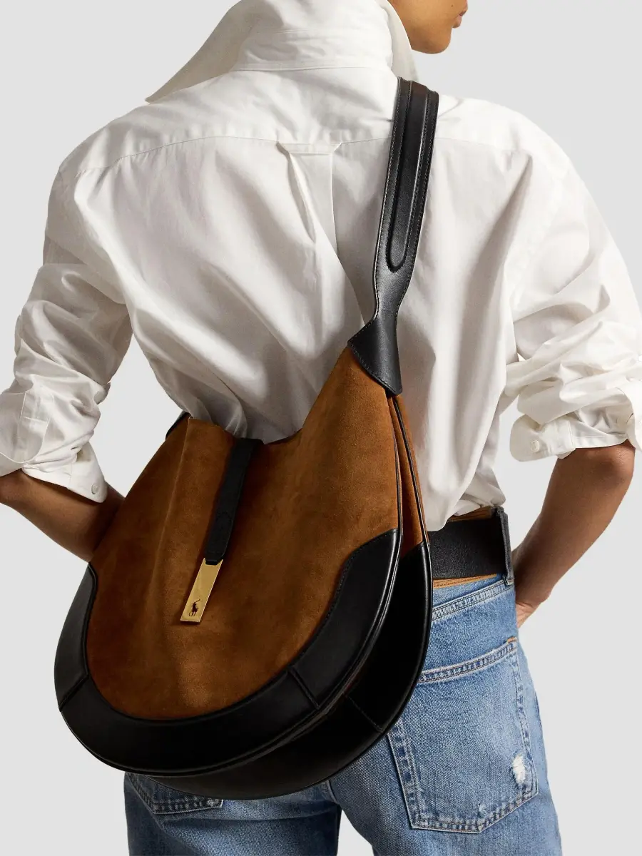 Polo Ralph Lauren Women's Polo ID Suede & Leather-Trim Shoulder Bag | Thumbnail 3 Polo Ralph Lauren Women's Polo ID Suede & Leather-Trim Shoulder Bag | Thumbnail 3