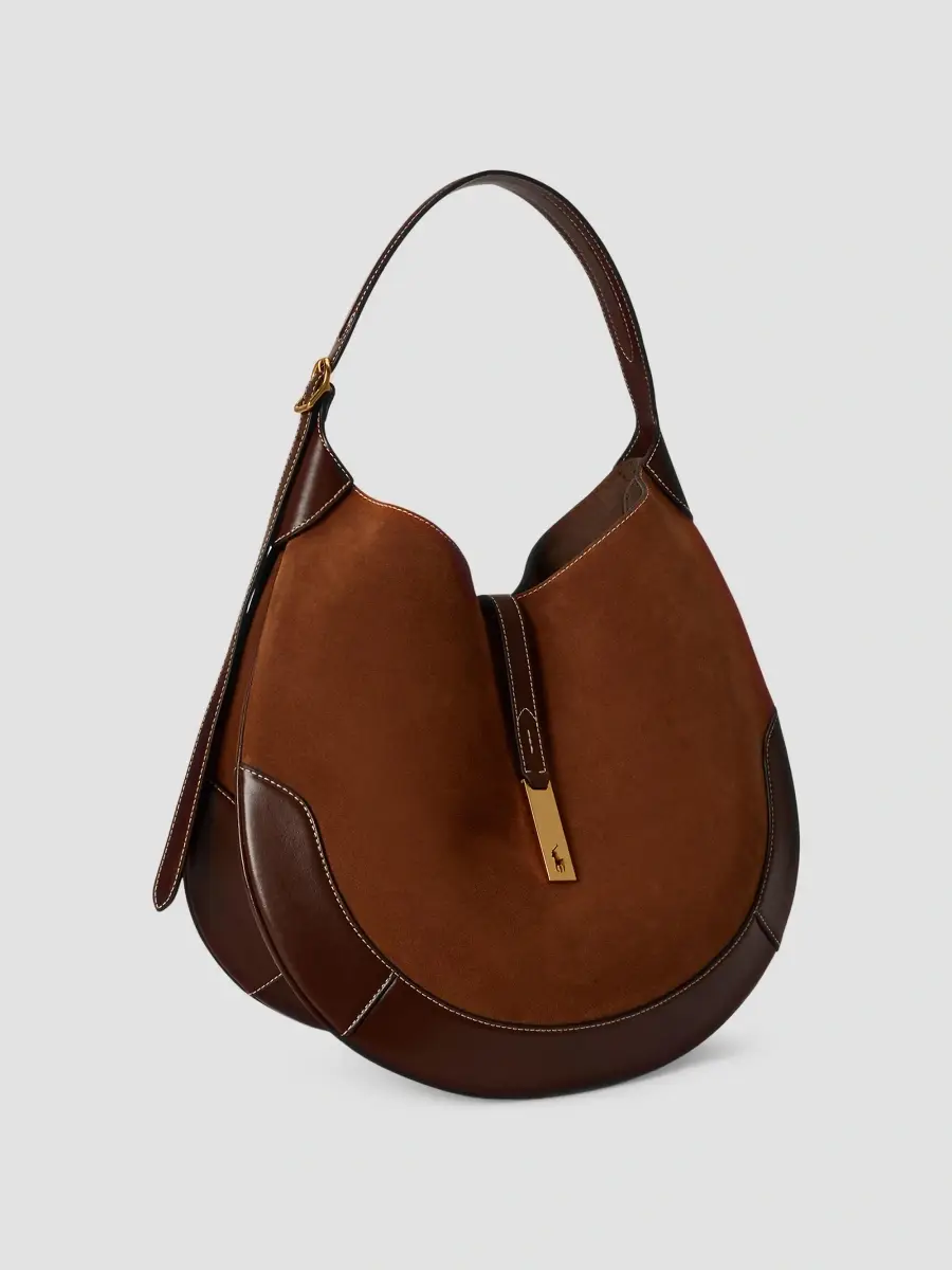 Polo Ralph Lauren Women's Polo ID Suede & Leather-Trim Shoulder Bag | Thumbnail 5 Polo Ralph Lauren Women's Polo ID Suede & Leather-Trim Shoulder Bag | Thumbnail 5