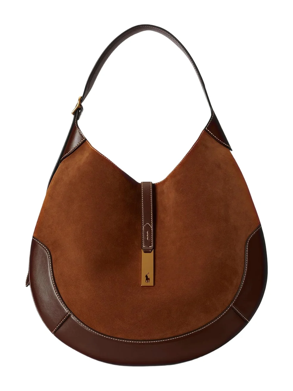 Women's Polo ID Suede & Leather-Trim Shoulder Bag