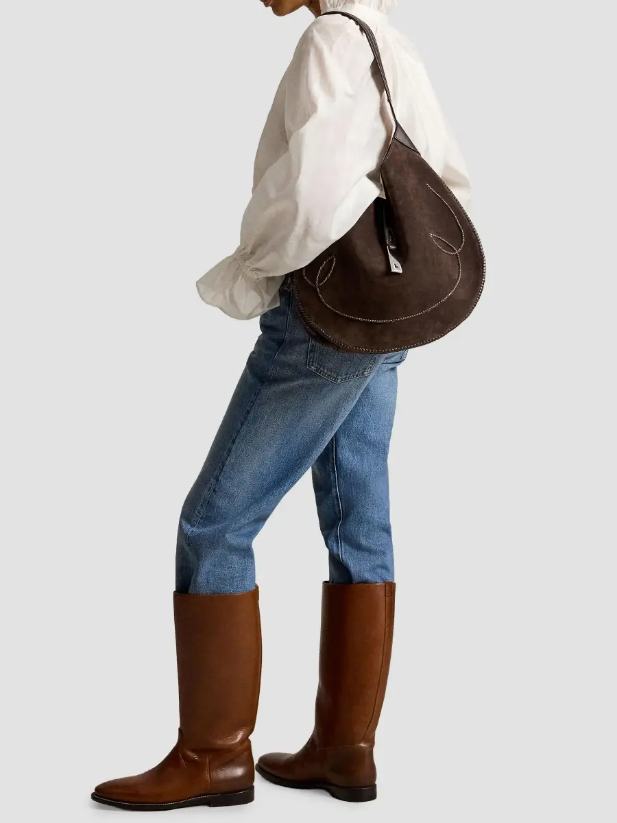 Polo Ralph Lauren Women's Polo ID Suede Western Large Shoulder Bag | Thumbnail 2 Polo Ralph Lauren Women's Polo ID Suede Western Large Shoulder Bag | Thumbnail 2