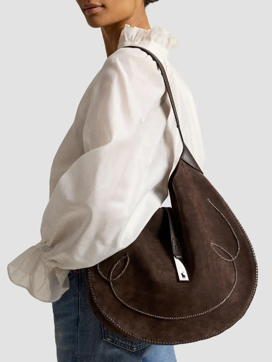 Polo Ralph Lauren Women's Polo ID Suede Western Large Shoulder Bag | Thumbnail 3 Polo Ralph Lauren Women's Polo ID Suede Western Large Shoulder Bag | Thumbnail 3