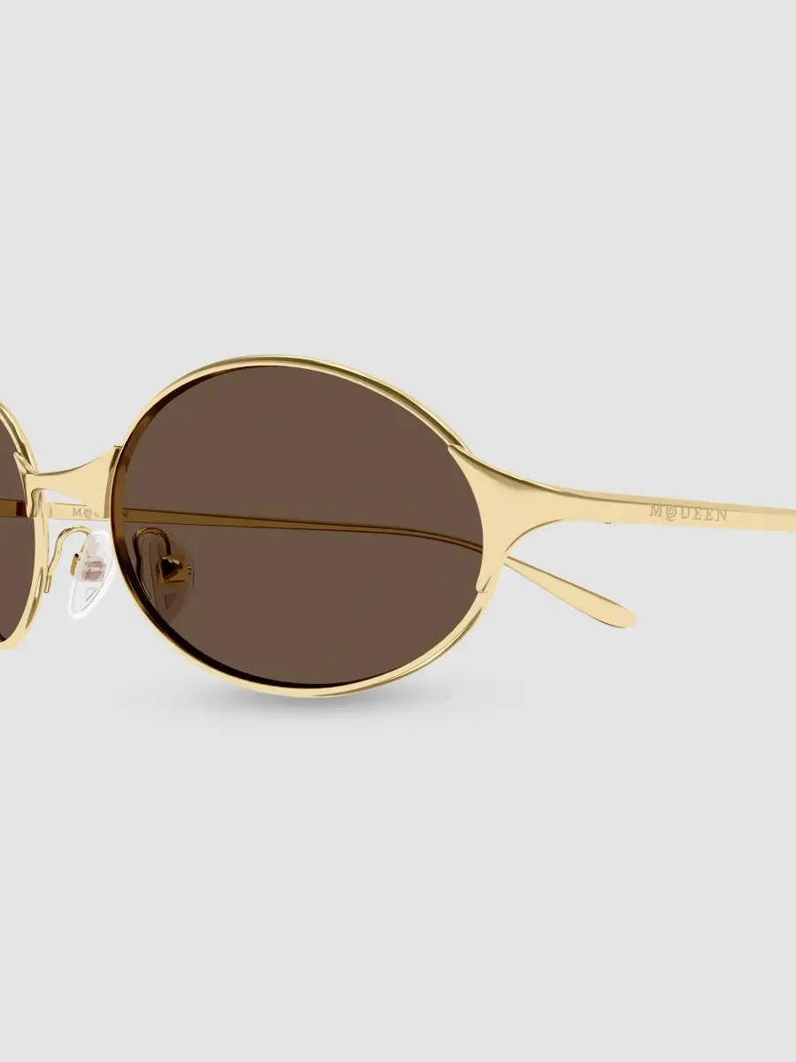 Alexander McQueen Women's Logo 55MM Neo Oval Metal Sunglasses | Thumbnail 3