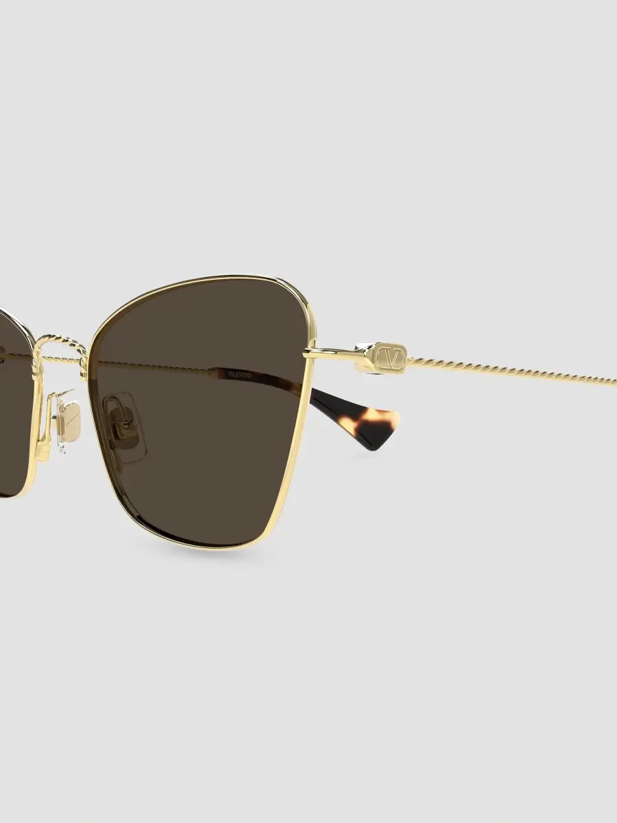 Valentino Women's V Logo 52MM Torchon Cat-Eye Metal Sunglasses | Thumbnail 3
