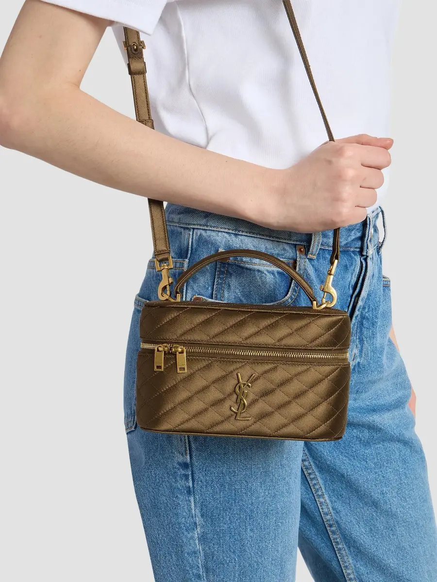 Saint Laurent Women's Gaby Vanity Bag in Satin - Marron Glace | Thumbnail 3 Saint Laurent Women's Gaby Vanity Bag in Satin - Marron Glace | Thumbnail 3