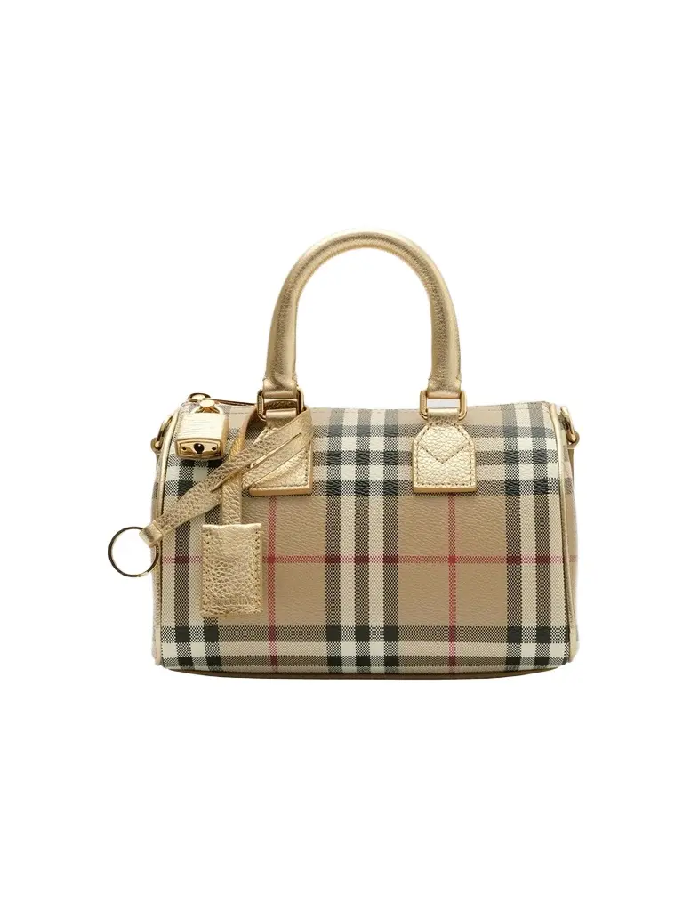 Women's Mini Check Canvas Bowling Bag Women's Mini Check Canvas Bowling Bag