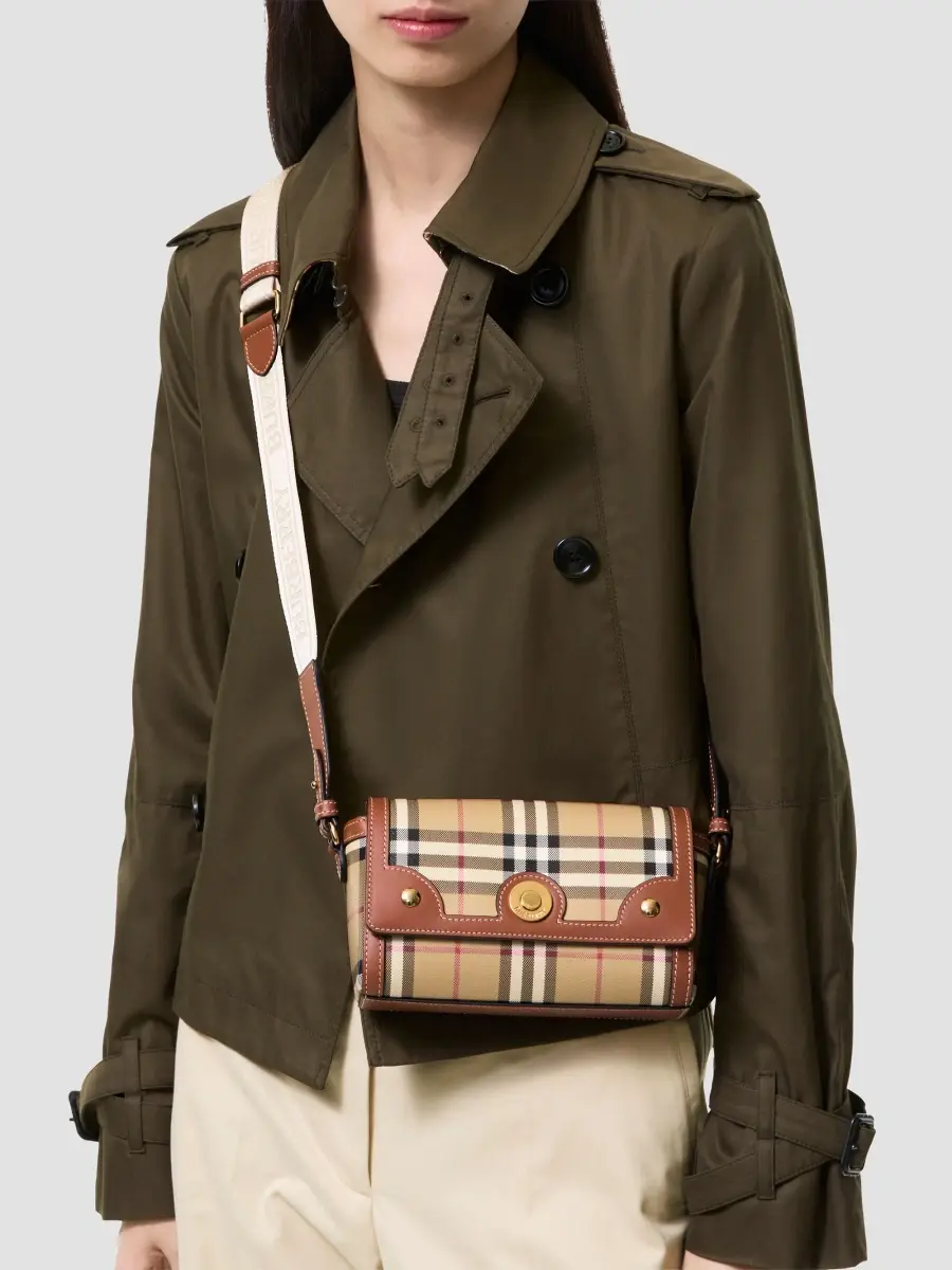 Burberry Women's Note Mini Check Canvas & Leather Crossbody Bag | Thumbnail 2 Burberry Women's Note Mini Check Canvas & Leather Crossbody Bag | Thumbnail 2