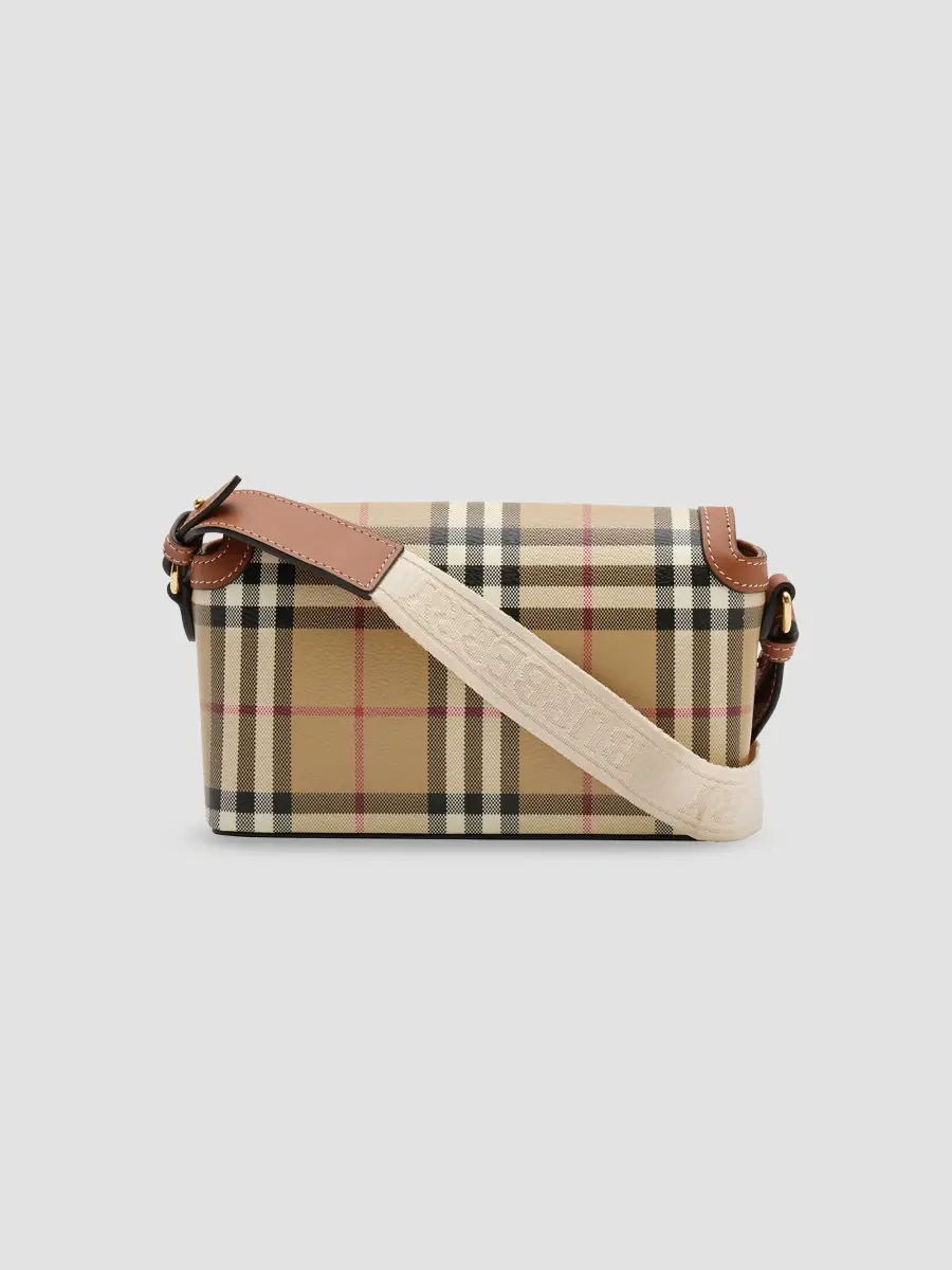 Burberry Women's Note Mini Check Canvas & Leather Crossbody Bag | Thumbnail 3 Burberry Women's Note Mini Check Canvas & Leather Crossbody Bag | Thumbnail 3