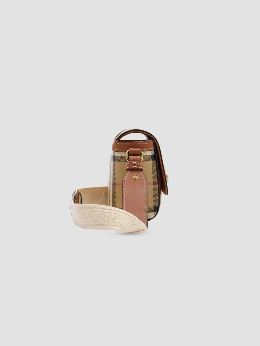 Burberry Women's Note Mini Check Canvas & Leather Crossbody Bag | Thumbnail 4 Burberry Women's Note Mini Check Canvas & Leather Crossbody Bag | Thumbnail 4