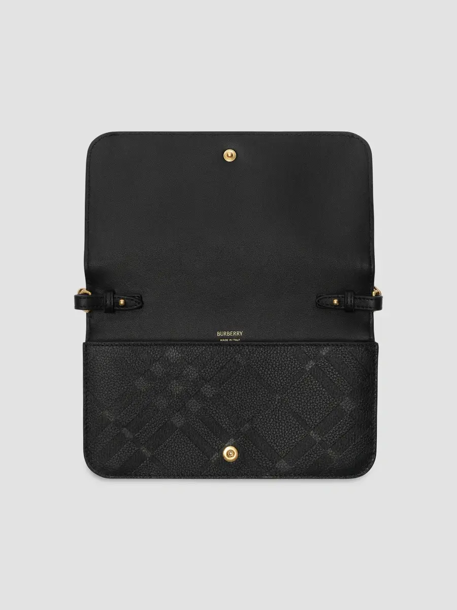 Burberry Women's Check Leather Convertible Chain Pochette | Thumbnail 3 Burberry Women's Check Leather Convertible Chain Pochette | Thumbnail 3