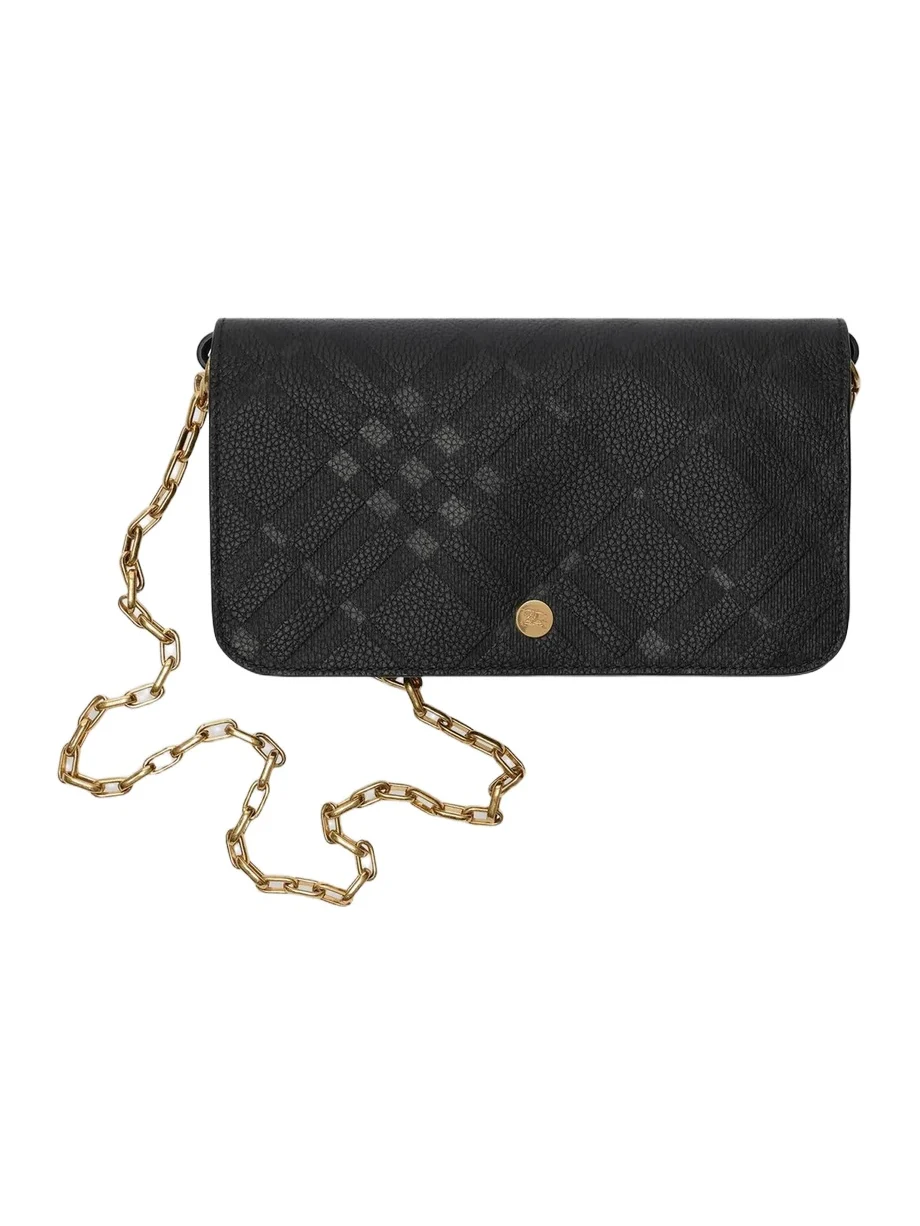 Burberry Women's Check Leather Convertible Chain Pochette